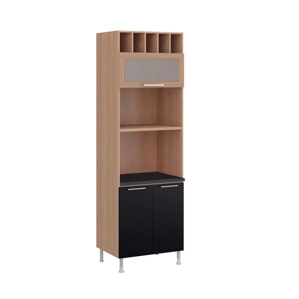 Paneleiro Ditália Aspen 2 Fornos Carv/preto Cd-331