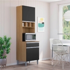 Paneleiro Duplo Andréia 4 Portas Amendoa Preto Ajl