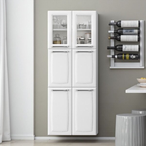 Paneleiro Duplo Em Aço Em Aço 6 Portas 2 De Vidro 4 Prateleir