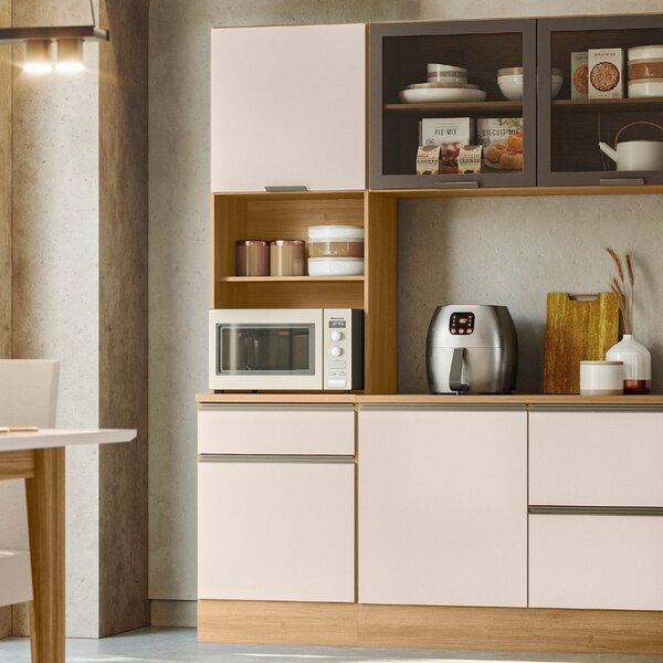 Paneleiro Duplo Para Cozinha 4 Portas 1 Gaveta Etna Carvalho/