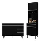 Paneleiro E Balcão De Cozinha 120cm Sem Tampo Andréia Preto