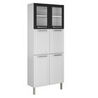 Paneleiro Em Aço 6 Portas 2 Portas De Vidro 80cm Dobradiças S