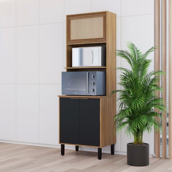 Paneleiro Para Forno/micro-ondas 3 Portas Thalita  Nogal Manc