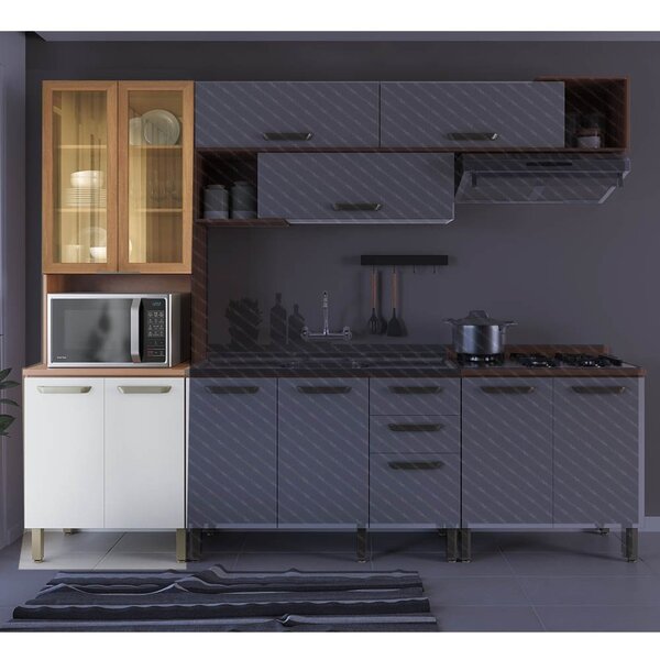 Paneleiro Pimenta 700mm Para Micro Com Vidro Branco/freijó