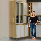 Paneleiro Profundo 4 Portas Detalhe Vidro Itália Valdemóveis