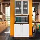 Paneleiro Retrô 4 Portas Vidro 213 Cm Estilo Americano Noguei