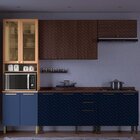 Paneleiro Sálvia 70cm Para Micro 2 Portas Com Vidro Freijó/az