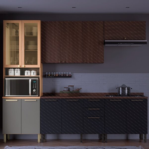 Paneleiro Sálvia 70cm Para Micro 2 Portas Com Vidro Freijó/gr