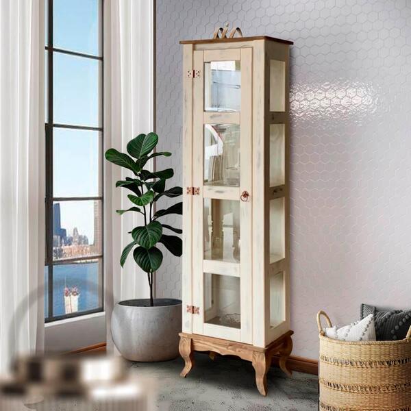 Paneleiro Simples 01 Porta Em Vidro 01 Gaveta Madeira Maciça