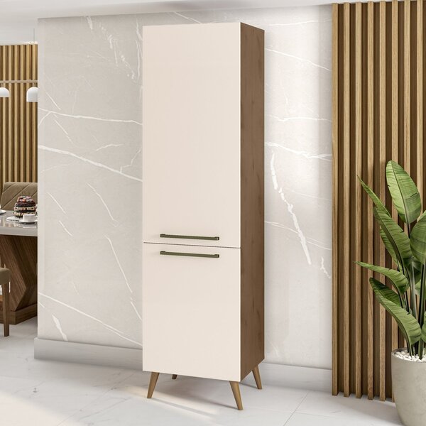 Paneleiro Simples 2 Portas 4 Prateleiras Favorita Natura/off