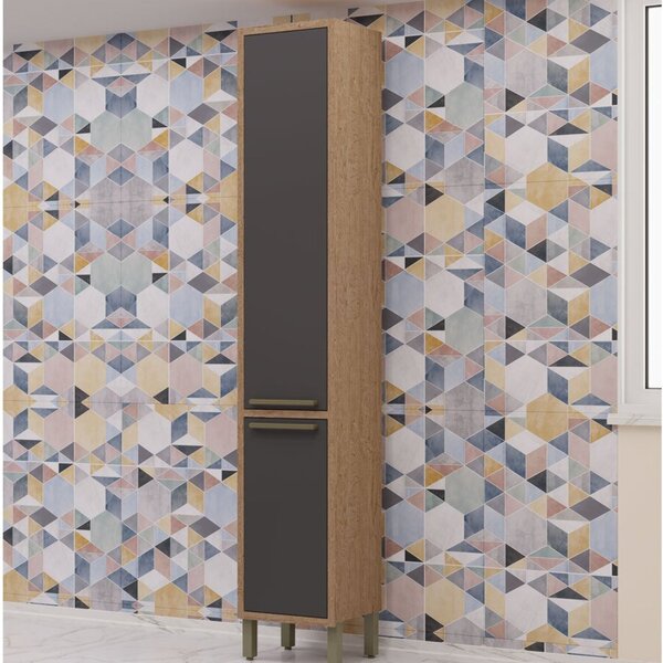 Paneleiro Simples Com 2 Portas 100% Mdf Vicenza Castanho/chum