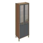 Paneleiro Syrah Com Vidro 4 Pt Castanho E Chumbo