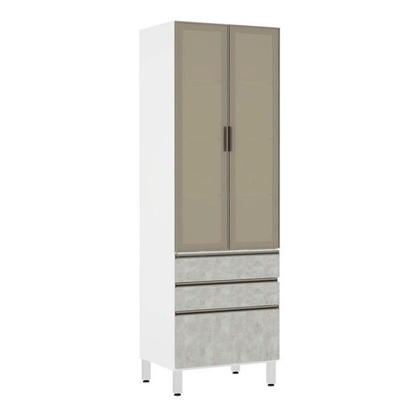 Paneleiro Torre 70cm Bronze Pérola Branco Com Concreto