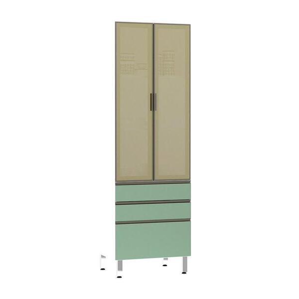 Paneleiro Torre 70cm Bronze Pérola Branco Com Verde Jade