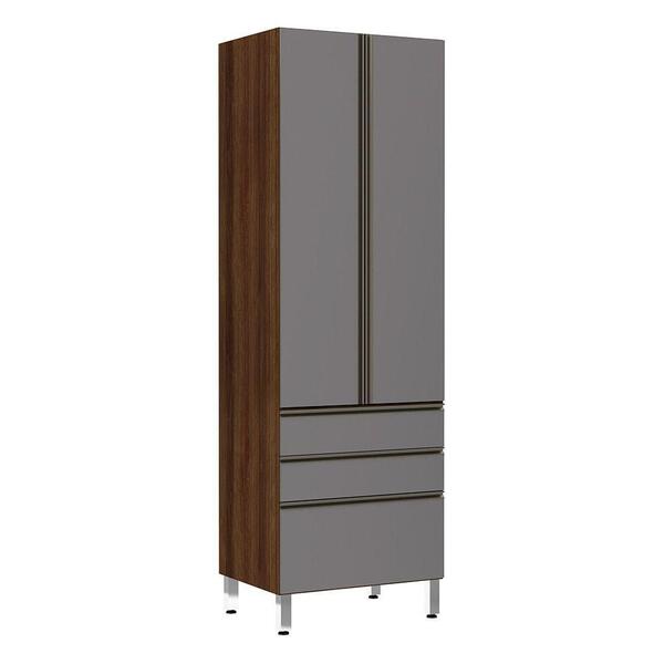 Paneleiro Torre 70cm Jade Nogueira Dourado Com Cinza Puro