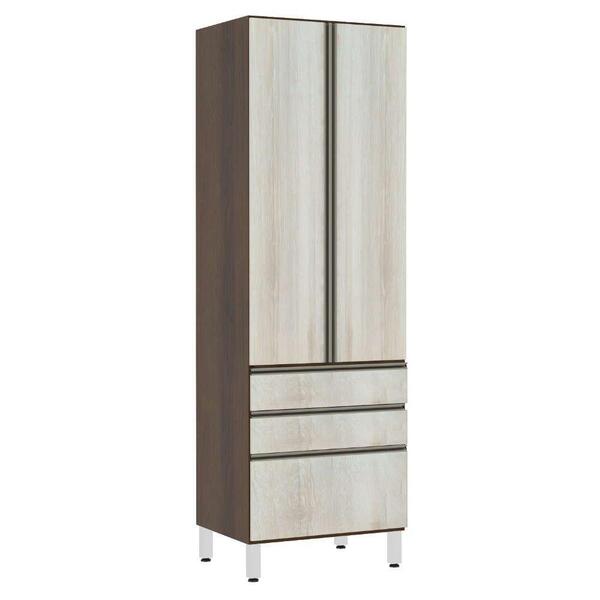 Paneleiro Torre 70cm Jade Nogueira Dourado Com Legno Crema