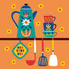 Pano De Copa Estampado Vintage Com 6pçs Lepper