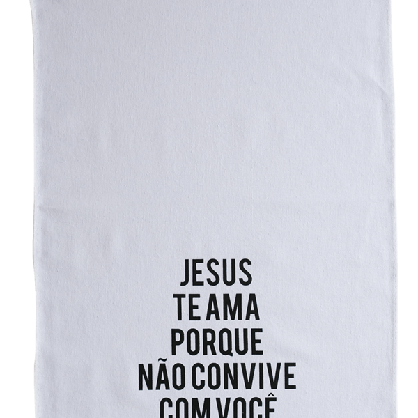 Pano De Copa Gourmet Jesus Te Ama Pano Urbano Branco 75x45cm
