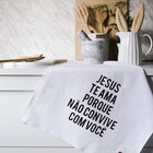 Pano De Copa Gourmet Jesus Te Ama Pano Urbano Branco 75x45cm