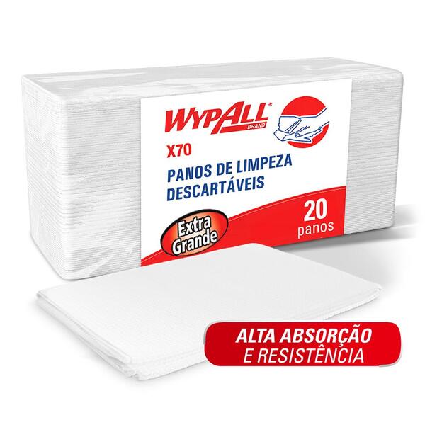 Pano De Limpeza Wypall X70 Extra Grande Dobrado 20 Panos (90,