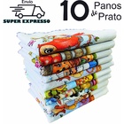 Pano De Prato Atacado Estampado Bainha Kit Com 10 Peças