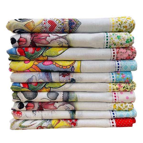 Pano De Prato Barrado Estampado Atacado Kit Com 10 Peças