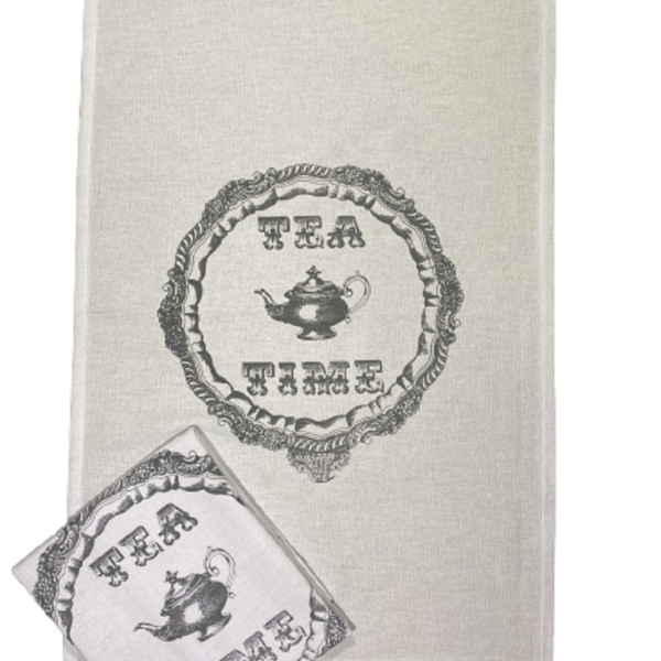 Pano De Prato Estampa Tea Time - Trama Pé De Galinha
