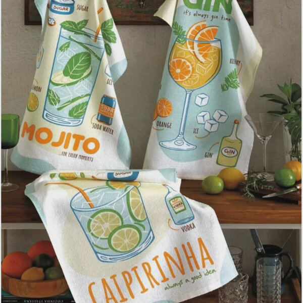 Pano De Prato Felpudo Estampado Dohler 45cm X 65cm - Drinks -