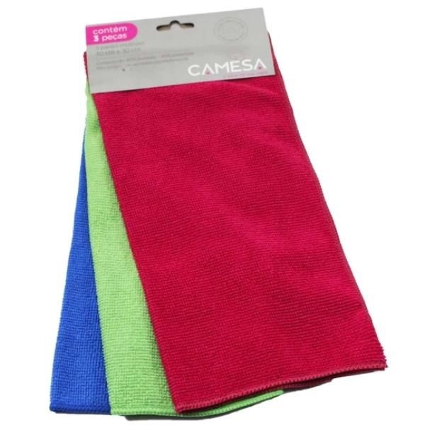 Pano Microfibra Multiuso 30x30 Kit C/3