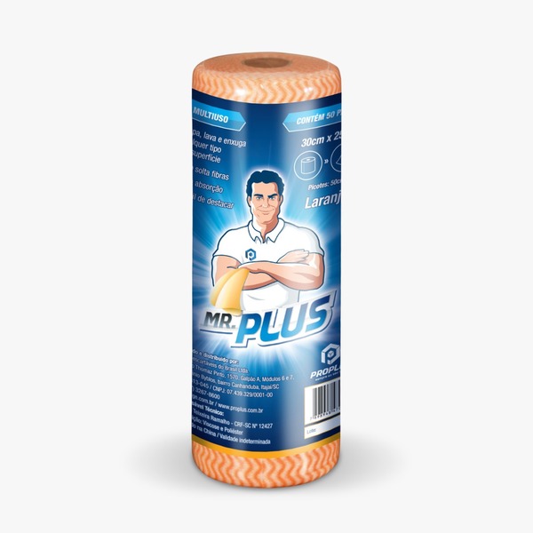 Pano Multiuso 30cmx25m C/50un - Plus Laranja