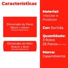 Pano Para Limpeza Multiuso 3 Rolos De 25 Unidades 20x40cm - C