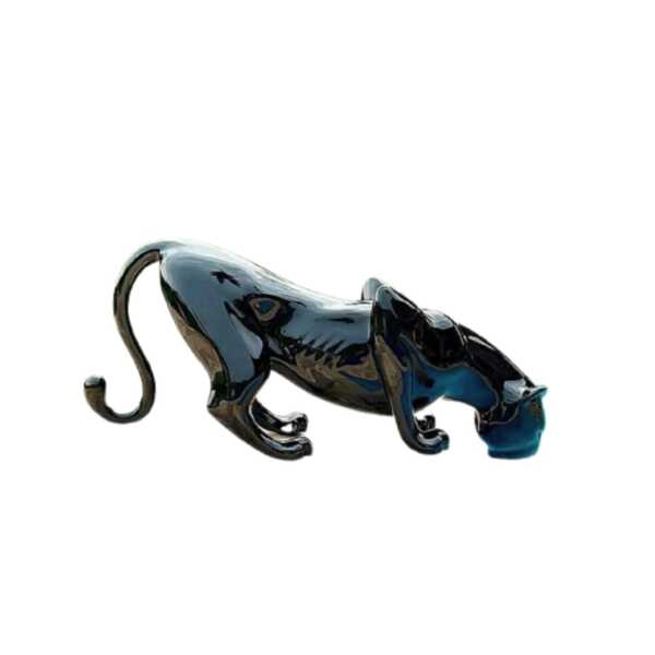 Pantera Negra Bebendo Água Piscina  Jardim Pronto Artes