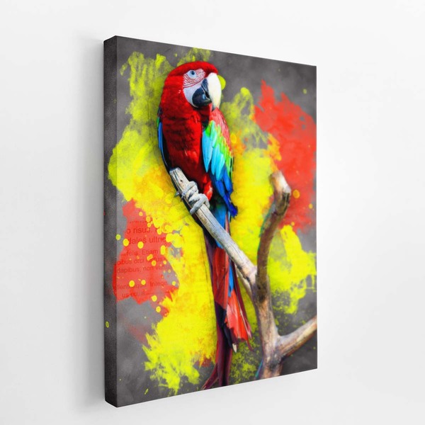 Papagaio Animais Foto Arte Aquarela Quadro Canvas 60x40cm | Leroy