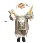 Papai Noel Casaco Cinza Perolado Luxo 45cm Presente E Pinheir