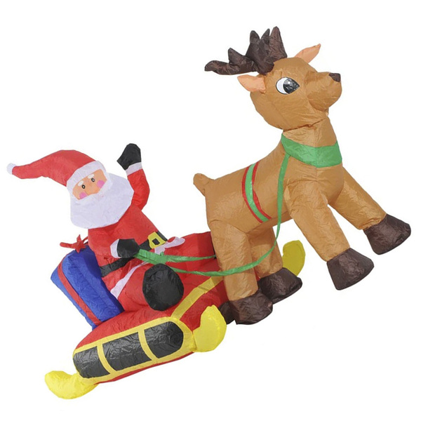 Papai Noel Com Rena Inflavel De Natal Decorativo No Treno