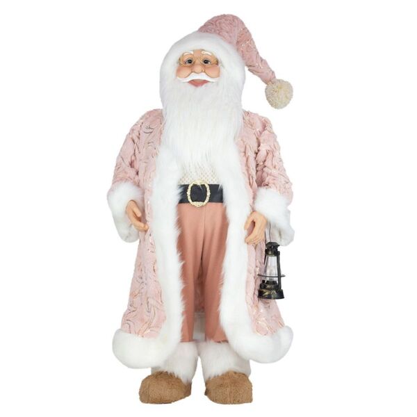 Papai Noel Decorativo 85cm Rosa E Branco 1un Cromus