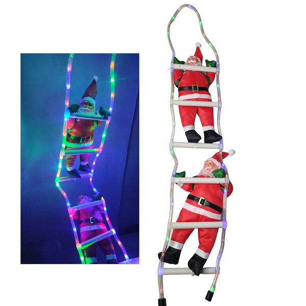 Papai Noel Duplo Escada Natal Led Natalino 90cm Casa Jardim I