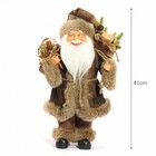 Papai Noel Luxo 41cm Casaco Marrom E Pinhas - Magizi
