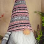 Papai Noel Sentado Rosa Cinza 58 Cm Pernas Longas Gorro Crochê