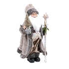 Papai Noel Super Luxo Casaco Marrom E Bege Pinheiro E Cedro 5