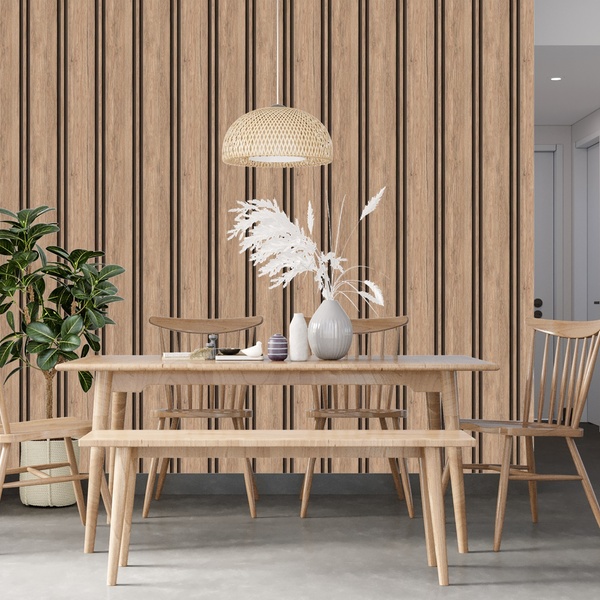 Papal De Parede Ripado De Madeira Estilo Jatobá Claro 18m