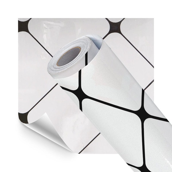 Papel Adesivo Cozinha Alta Temperatura Azulejo Trama Branco