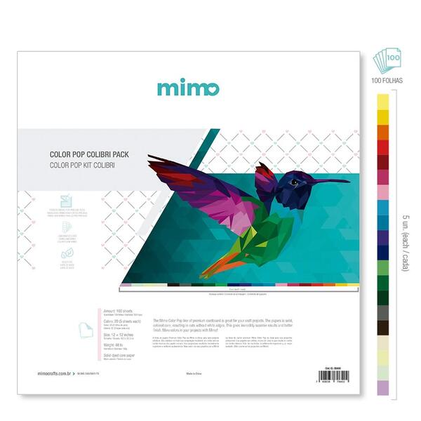 Papel Color Pop Kit Colibri Mimo - 30,5 X 30,5 Cm - 180 Gr -