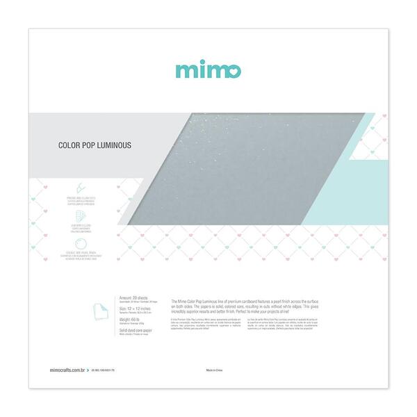 Papel Color Pop Luminous Prata Mimo - 30,5 X 30,5 Cm - 250 Gr