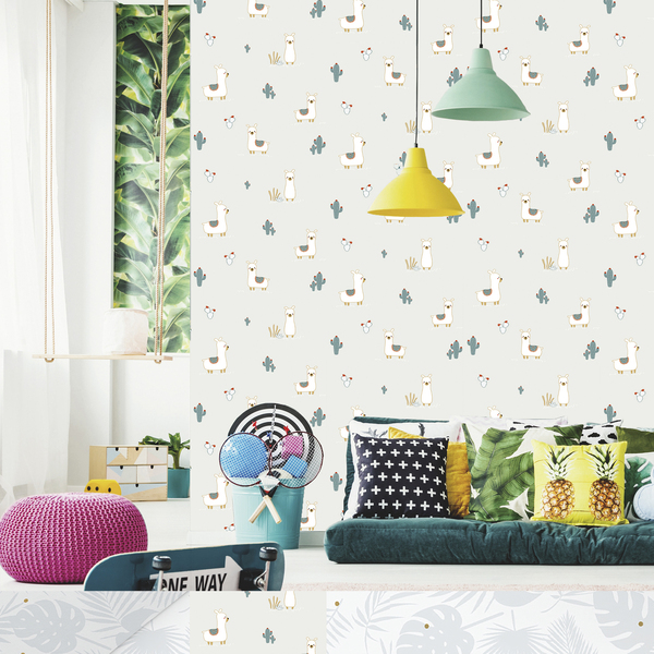 Papel de Parede 0,53x10m Lhama Creme