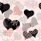 Papel De Parede 0,60x3,00m Corações Rosa E Preto Lavável