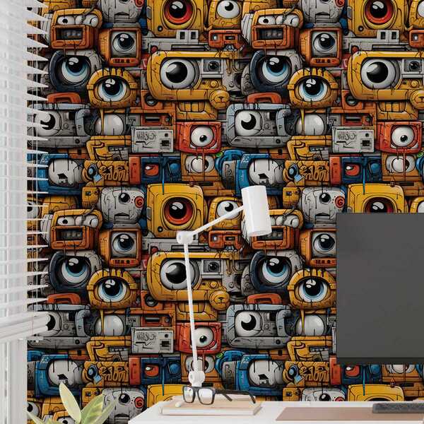 Papel De Parede 3d Arte Colorida Cartoon Gamer Efeito Mural G