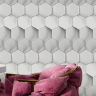 Papel De Parede 3d Auto Adesivo Geométrico Efeito Colméia Bra