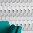 Papel De Parede 3d Auto Adesivo Geométrico Efeito Colméia Bra