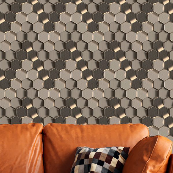 Papel De Parede 3d Auto Adesivo Geométrico Efeito Mini Colméi